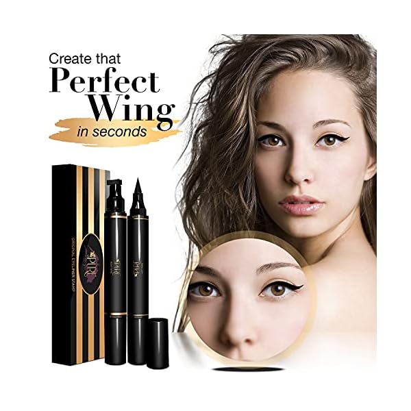 LA-PURE-Waterproof-Eyeliner-Stamp-2-Wingliner-Black-Make-Up-Pens-Vamp-Style-Wing-Smudgeproof-Waterproof-Perfect-Cat-Eye-Look-Winged-Long-Lasting-Liquid-Eye-Liner-Pen-Eyeshadow-No-Dipping LA PURE Wing Eyeliner Stamp Pens 2x Liquid Cat Eye Winged Eyeliner Stamp & Fine Tipped Pen Eyeliner Stencil Smudge Proof Black Eye Liner Tiktok Trend Items Sweatproof -Black 10mm