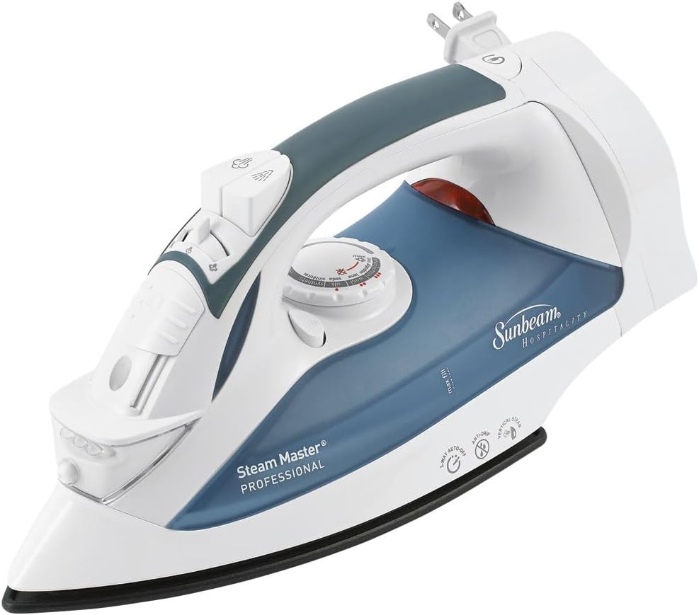 Sunbeam 4274-200 GreenSense SteamMaster Full Size Professional Iron with Retractable Cord and Clearview, White