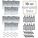 Produktbild Alu Dibond Befestigungsset komplett für Bilder und Spiegel - Spiegelhalterung Bildaufhänger Haftblech und Wand-Halterung (hohe Tragkraft) (10er Set Silber, 8x8cm)