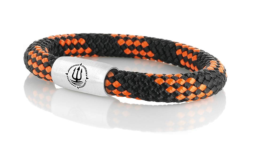 Maritimes Seemannsgarn Segeltau Armband Usedom schwarz-orange 8mm