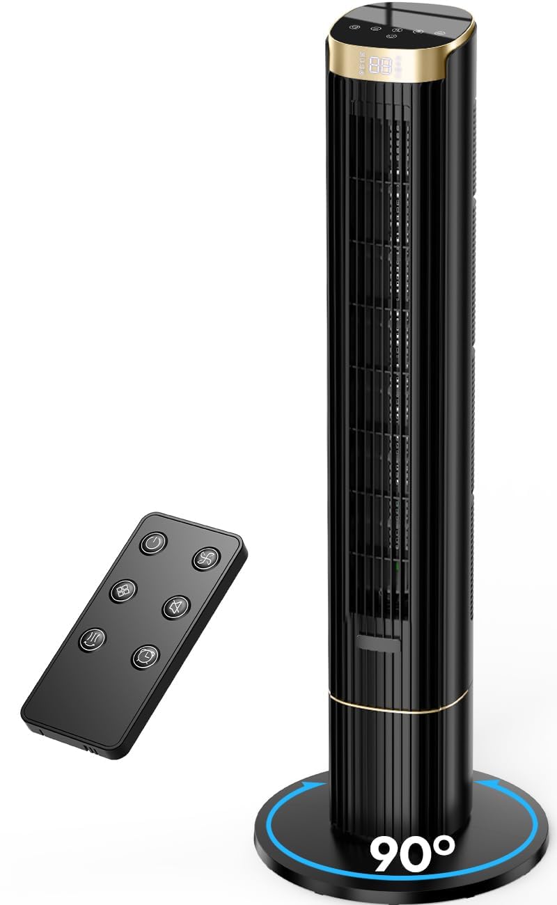 hifresh 110CM Bladeless Tower Fan for Room, Touch & Remote, 4 Speeds & 4 Modes, 12H Timer, 25dB Quiet, High Speed Tower Fans for Home, 90° Oscillation Cover Room up to 25㎡, Low Power Consumption discount deal