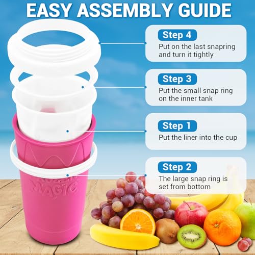 Image of FANS-ONE Slushie Cup, DIY Magic Slushy Maker Cup, Cool Stuff Things Gadgets for Juices Milk Yogurt Ice Cream Make, Quick Frozen Slushy Cups with Lids & Straw for Boys Girls Teens Kids, Pink