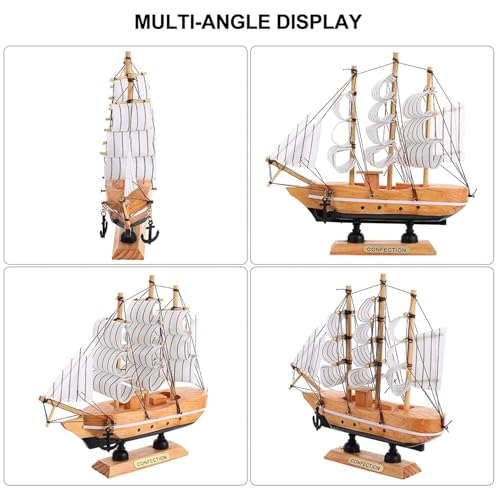 Image of Viazaid Wooden Marine Nautical Sailing Boat Ship Ornament For Home Decor Showpiece For Office Table Decorative Item Decorative Sailing Ship Showpiece-Brown, 22 cm