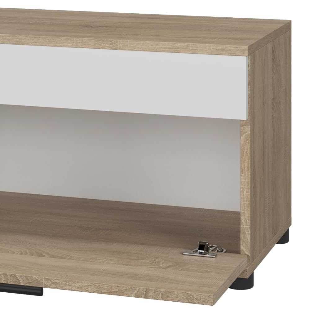Vicco Mobile da soggiorno Berno, Sonoma/Bianco, 70.8 x 38.9 cm con porta a battente, adatto per riporre libri e raccoglitori
