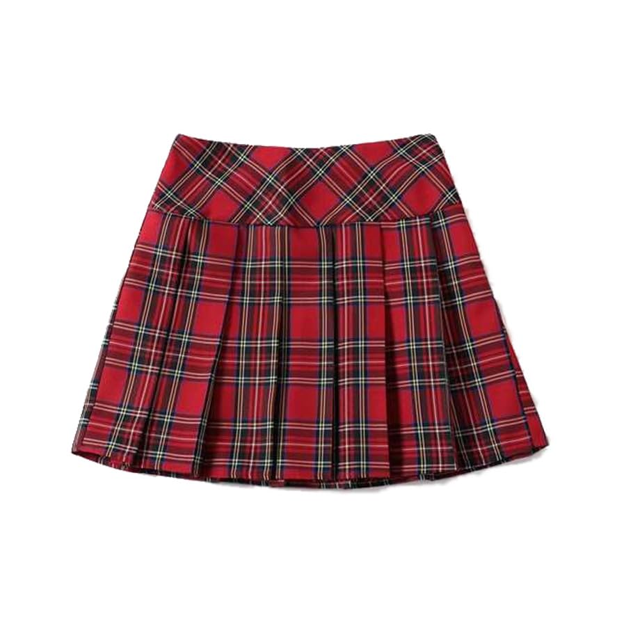Zac's Alter Ego Classic Red Tartan Plaid Pleated Skirt, School Uniform Style, High Waist Design