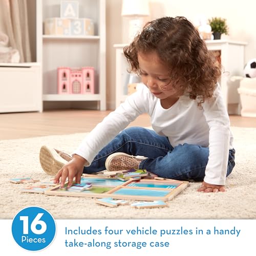 Melissa & Doug Puzzle de Madera Natural: Ready, Set, Go (Cuatro Puzzles de 4 Piezas Vehículos) miniatura 2