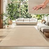 TT Home Alfombra Salón Pelo Corto Monocolor Diseño Moderno Lavable, Color: Beige Oscuro, Tamaño:200x280 cm