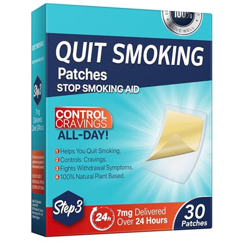 Veximind Quit Smoking Nicotine Patches Step 3 7 mg Patches Delivered Over 24 Hours Nicotine Transdermal Patch 30 Count Pack Easy and Effective Quit Smoking Aid (Step 3)