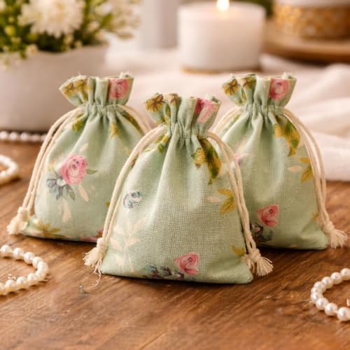 Image of SATYAM KRAFT 100 Pcs Jute Potli Bags for Wedding, Return, Festive Gifting | Eco-Friendly, Handmade Drawstring Bags for Jewelry, Sweets, Dry, Party Favors | Reusable & Biodegradable