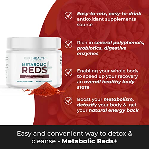 Reds+ Superfood Powder And Liver Support Supplements For Women & Men 6 Bottle Set - Bundle Pack With Probiotics, Natural Herbs, Beets And Ashwagandha Powder For Body Detox & Cleanse #TOP6