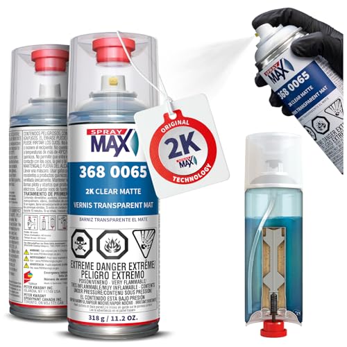 SprayMax 2K Matte Clear Coat | 2K Automotive Matte Clear Coat Spray Paint for Cars, Motorcycles & Metal Surfaces | Durable Flat Finish, Chemical & Weather Resistant | Professional Grade 11.2 oz