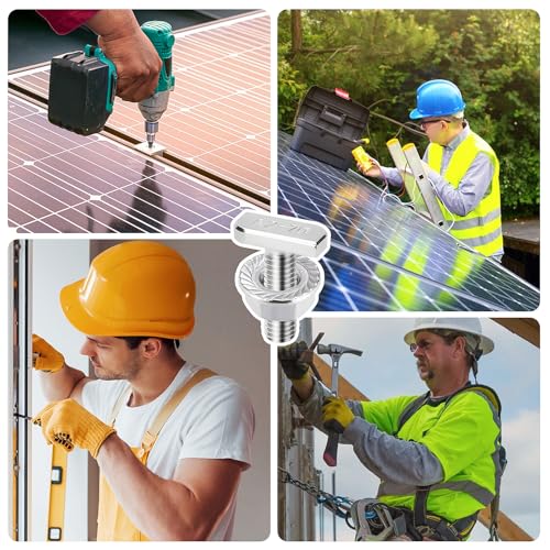 20 Stück Hammerkopfschrauben Set, T Schrauben mit Sperrzahnmuttern M8 x 20 mm Edelstahl A2-70 Flanschmuttern M8 Schrauben für PV Solar Montageschienen Photovoltaik Gewächshaus