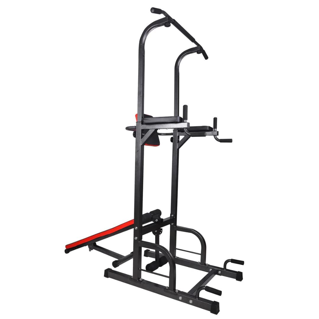 Rack Dominadas Multiestación con Banco - Power Rack Squat - Estación de Sentadillas - Equipo de Ejercicio de Musculación - 125 x 75 x 230 cm