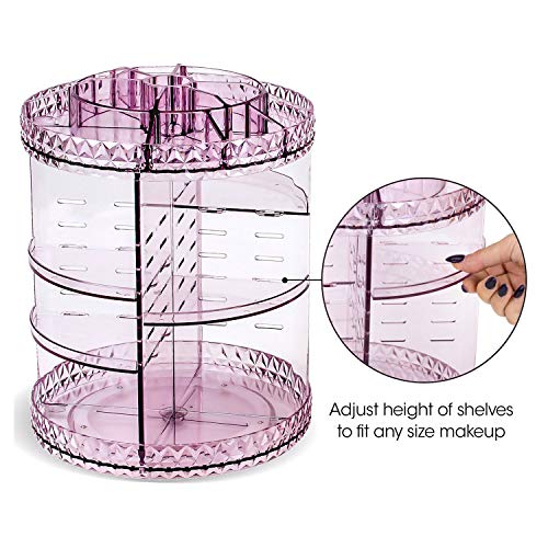 360° Rotating Makeup Organizer - Adjustable Crystal Carousel in Purple - Image 5