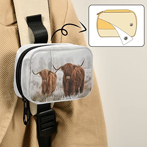 Image of Highland Cow Travel Pill Case Portable Weekly Pill Box Bag Container 7 Days Pill Organizer Vitamin Supplement Holder with Zipper for Family Business