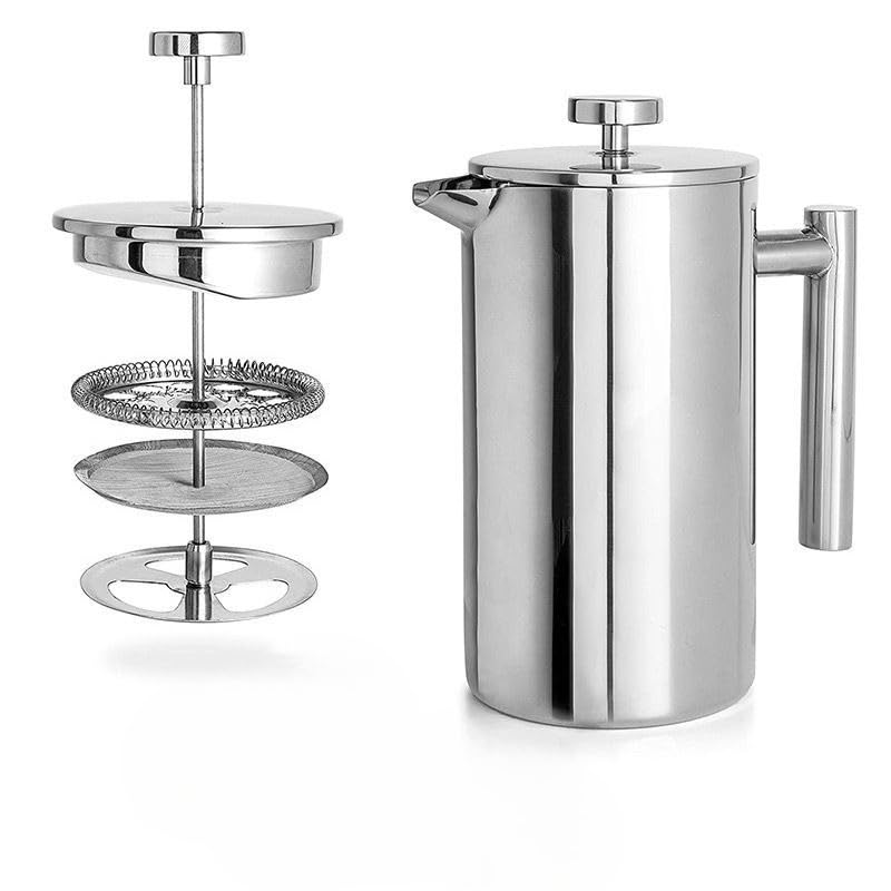 Cafeteira French Press Inox 800ml – Prensa Francesa com Filtração 4 Níveis(Apenas a