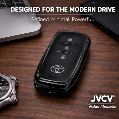 Image of JVCV 2 Pack Soft TPU Transparent Cover Compatible with Toyota Fortuner Camry Vellfire Hilux Innova Crysta Fortuner Legender Innova HyCross Land Cruiser 2B /3B Smart Key (Transparent Black)