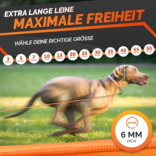 5m Schleppleine Hund – besonders leichte & schwimmfähige Trainingsleine aus Seil 3–50m | Flexible, reißfeste Hundeleine mit 360° Karabiner für Rückruftraining – ideal für kleine & große Hunde