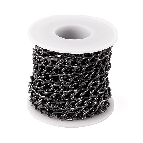 Pandahall Aluminum Curb Chain, 16.4ft, Gunmetal, 10x6.5mm