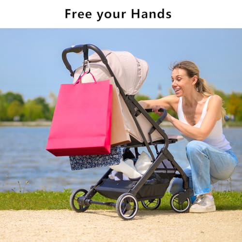 Japanese Stroller Hook, Adjustable Stroller Bag Hook, Stroller Hooks for Bags, Stroller Clips Stroller Straps, Stroller Hooks for Strollers, Wheelchairs, Shopping, 2 Pack, Black - Thumbnail 4