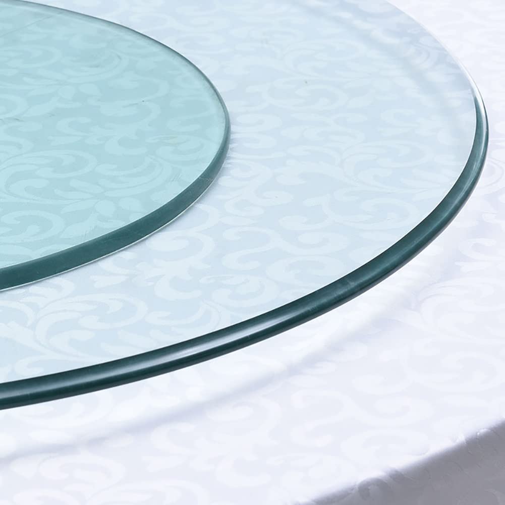 Giradischi Rotondo in Vetro temperato da 10 mm, Lazy Susan Trasparente Grande, Vassoio da Portata Girevole da Tavolo Rotondo da Cucina, Vassoio Girevole in Vetro con Sistema di Assistenza Gi
