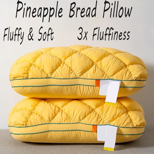 Pineapple Cloud-Like Bed Pillow - Queen Size, Unique Waffle Grid Cream Puff Design, Balanced Softness & Support Down Alternative Pillow for Side and Back Sleepers, Plush & Bounce, 20x30 (Gary)