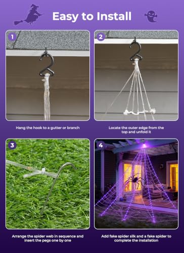 Halloween Decorations Spider Web Lights, 255 LED 16.4Ft  - image 8