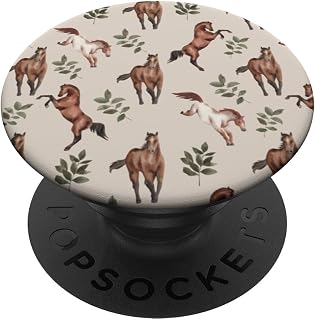 Horses in Nature Animal Love Warm Beige Riding Themed PopSockets Adhesive PopGrip
