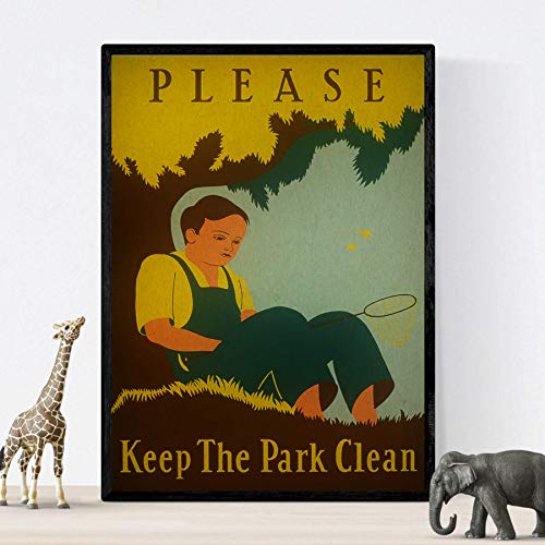 Nacnic Vintage Poster Vintage poster Keep the park clean. A3 size, 42L x 29.7W cm - Image 3