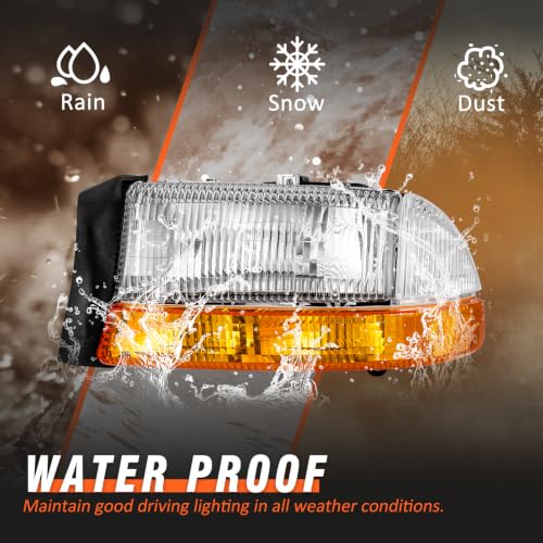 AXLAHA Chrome Headlights for Dakota Durango