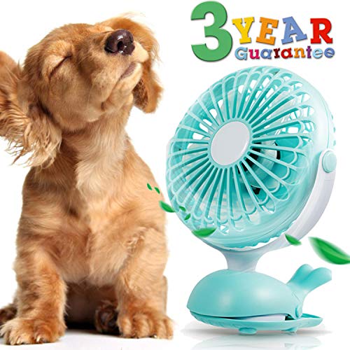 Clip Fan Battery Operated Portable Stroller Fans Cute Whale Design Rechargeable USB Personal