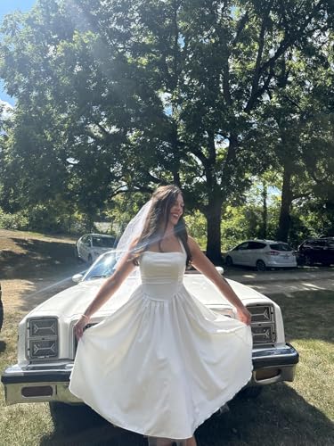 Image of Women Summer Halter Dress Low Cut Sleeveless A Line Tulle Swing Flowy Tea Length Dress Corset Prom Formal Ball Gowns