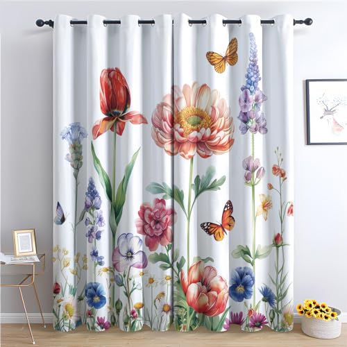 Generisch Vorhänge Blume, Vorhang Blickdicht mit Ösen, Verdunklungsvorhänge Thermovorhang Fenster Gardinen Schlafzimmer Wohnzimmer, Blackout Curtain, 2er Set H 260 x B 140 cm - K&W99 Generisch Vorhänge Blume, Vorhang Blickdicht mit Ösen, Verdunklungsvorhänge Thermovorhang Fenster Gardinen Schlafzimmer Wohnzimmer, Blackout Curtain, 2er Set H 260 x B 140 cm - K&W99