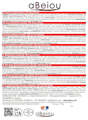 aBeiou. 500gr Schulter GESCHNITTENE EICHEL IBERISCHER SCHINKEN. Ausgehärtet +30 Monate in Guijuelo Spanien. Hycer-Garantiezertifikat. Jamon Iberico Bellota Patanegra. 5x100gr Karton