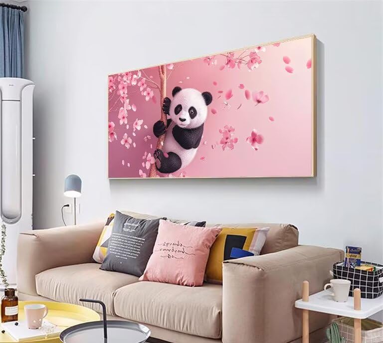 Diamond painting panda broderie diamant kit complet fleur deco maison 40x80