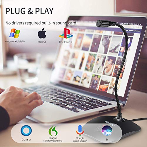 Usb Computer Microphone With Mute Button,Plug&Play Condenser,Desktop, Pc, Laptop, Mac, Ps4 Mic Led Indicator -360 Gooseneck Design -Recording, Dictation, Youtube, Gaming, Streaming(Omnidirectional) #TOP2