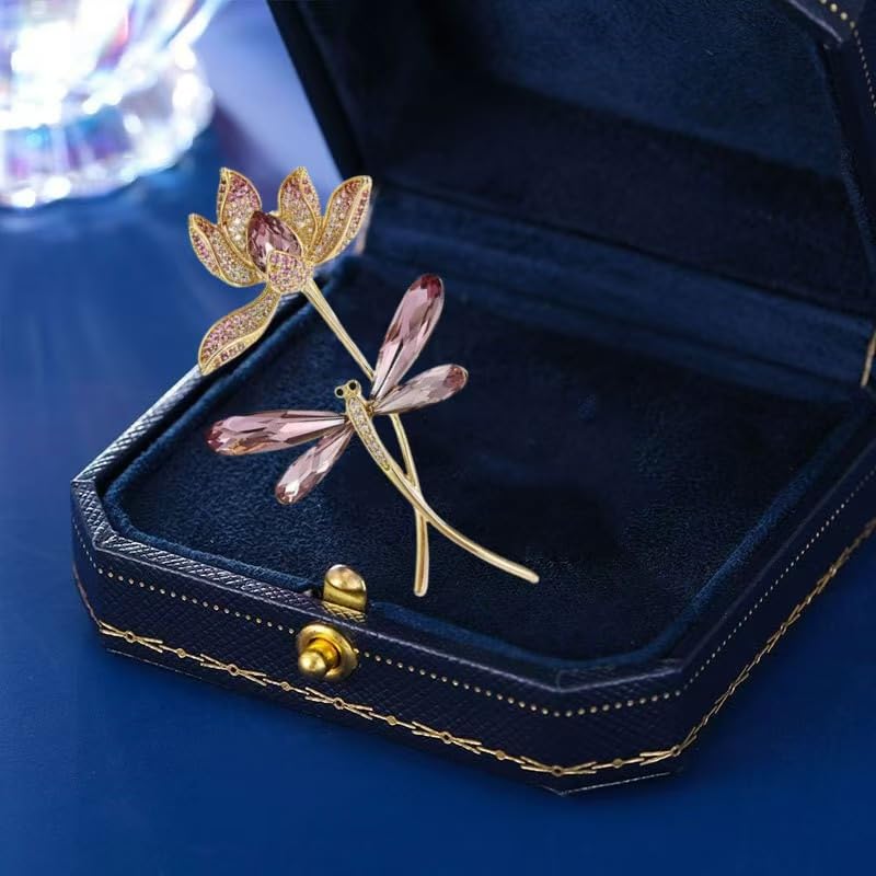 Image of Elegant Floral Brooch Pins for Women, Sweater Shawl Silk Cardigan Lapel Pins, Cardigan Jewelry Suit Shirt Accessory with Crystal CZ Flowers Brooches Pins for Women