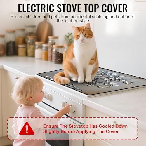 Image of Stove Top Cover for Electric Stove,Glass Stove Top Cover, Heat Resistant Glass Cooktop Cover, Stovetop Protector, Kitchen Decor, Dish Drying Mats Cover for Ceramic Washer Top 28.5x20.5 inch