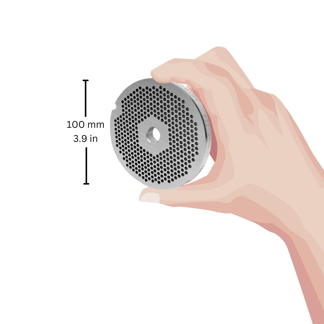 Wolfcut Inox Longlife - Juego de cuchillas para picadora de carne (4 ranuras y rosca de 3,0 mm + orificio de 3,5 mm y tapa de rosca, repuesto para/compatible con picadora Bizerba FW-N32, tamaños 32)