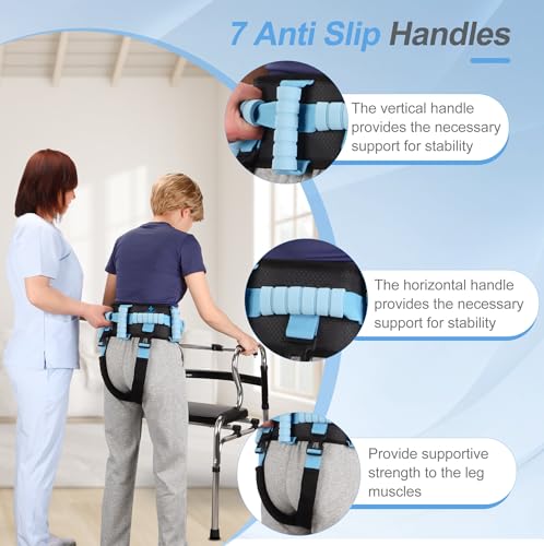 Gait Belt Transfer Belts with 7 Handles and 2 Leg Straps for Seniors,Medical Nursing Safety Patient Assist for Elderly, Disabled, Physical Therapy, Caregivers,with Quick Release Buckle - Image 4