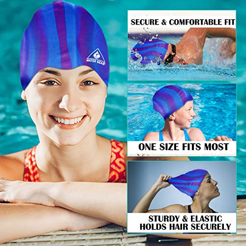 Water Gear Silicone Adult Swim Cap - Flexible Unisex Waterproof - Great For Short And Long Hair - Improve Your Performance - Women Men And Teen #TOP2
