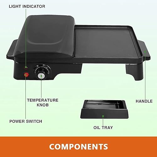 Miniatura 5 de Parrilla eléctrica antiadherente Panini 2 en 1  Parrilla de prensa para sandwiches con bandeja de goteo extraíble