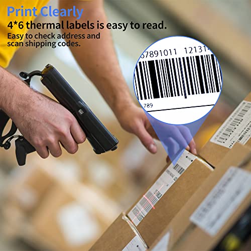 Image of 4 inch x 6 inch Fanfold Direct Thermal Labels, 8000 Total 8 Stacks, White Perforated Shipping Labels Compatible with Zebra, Elton Printers