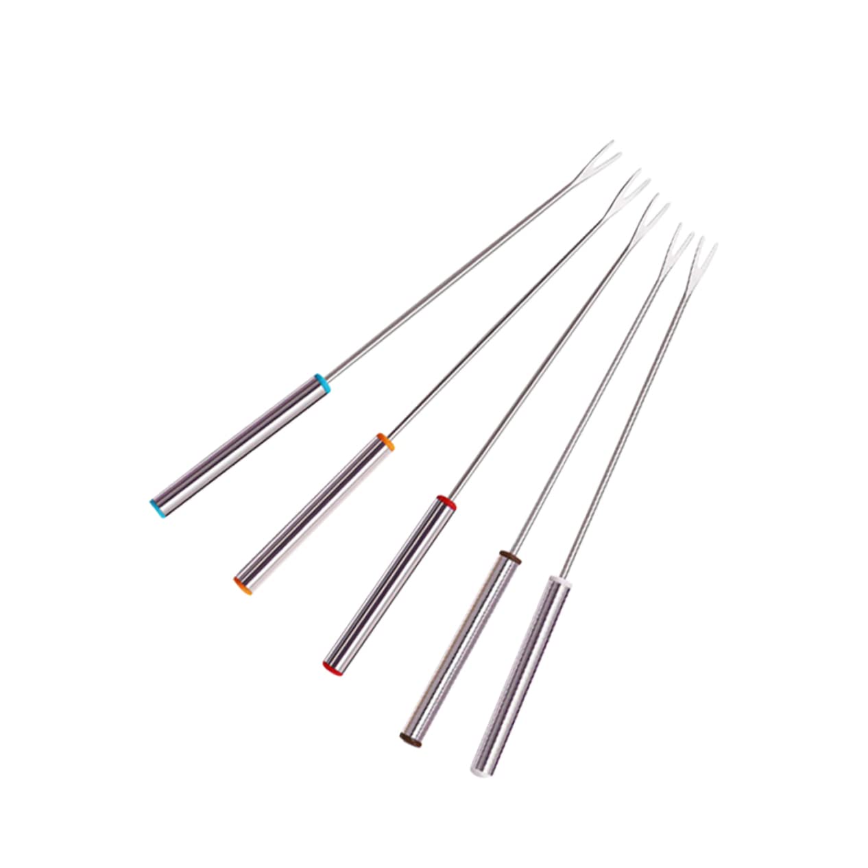 HANABASS 5Pcs Stainless Steel Barbecue Fork Colorful Roasting Sticks for Outdoor Grilling Durable Bbq Utensils for Camping Home Use Heat Insulating Comfortable Handle