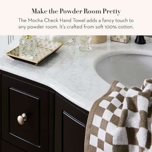 Image of MACKENZIE-CHILDS Cotton Hand Towel, Brown-and-White Mocha Check