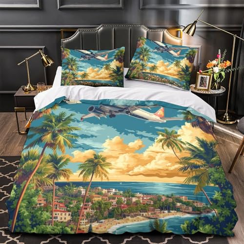 Housse de couette avion 3D anti-plis en microfibre douce pour ado
