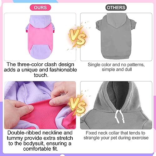 Image of BEAUTYZOO Fleece Dog Hoodie Sweatershirt with Pocket and Leash Hole, Stretchy Small Medium Large Sized Dogs Clothes for Fall Winter Cold Days, Color Designer Warm Dog Jackets,French Bulldog Coats