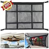 Qincos Upgraded Car Ceiling Cargo Net Pocket, 31.5'x21.6' Strengthen Load-Bearing Double-Layer Mesh...