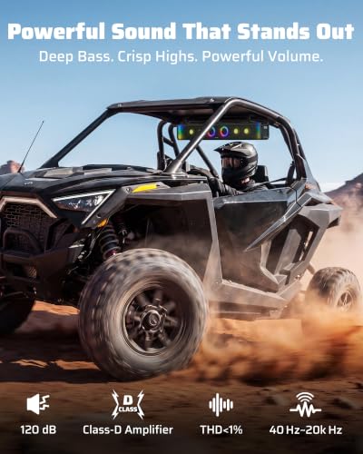Image of Ehaho 34 Inch 8-Speaker UTV Sound Bar with Bluetooth, RGB, IP66 Waterproof | 600W Peak Power, Deep Bass, BT5.4 & Auracast, Music-Sync RGB, USB /AUX, Fits 1 inch-2 inch Roll Cages for UTV, Golf Cart, SXS & ATV