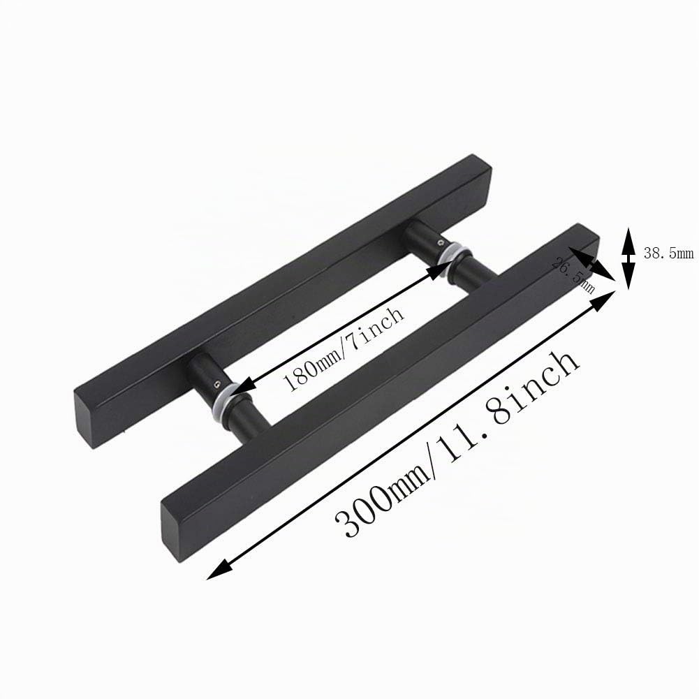 Manija de Puerta de Granero con Barra en T de 300 mm, Acero Inoxidable, dos Lados, Cobertizo de Vidrio, Tirador de Puerta, Empuje de Baño, Puerta Corredera, Tirador, Herrajes, Negro Mate
